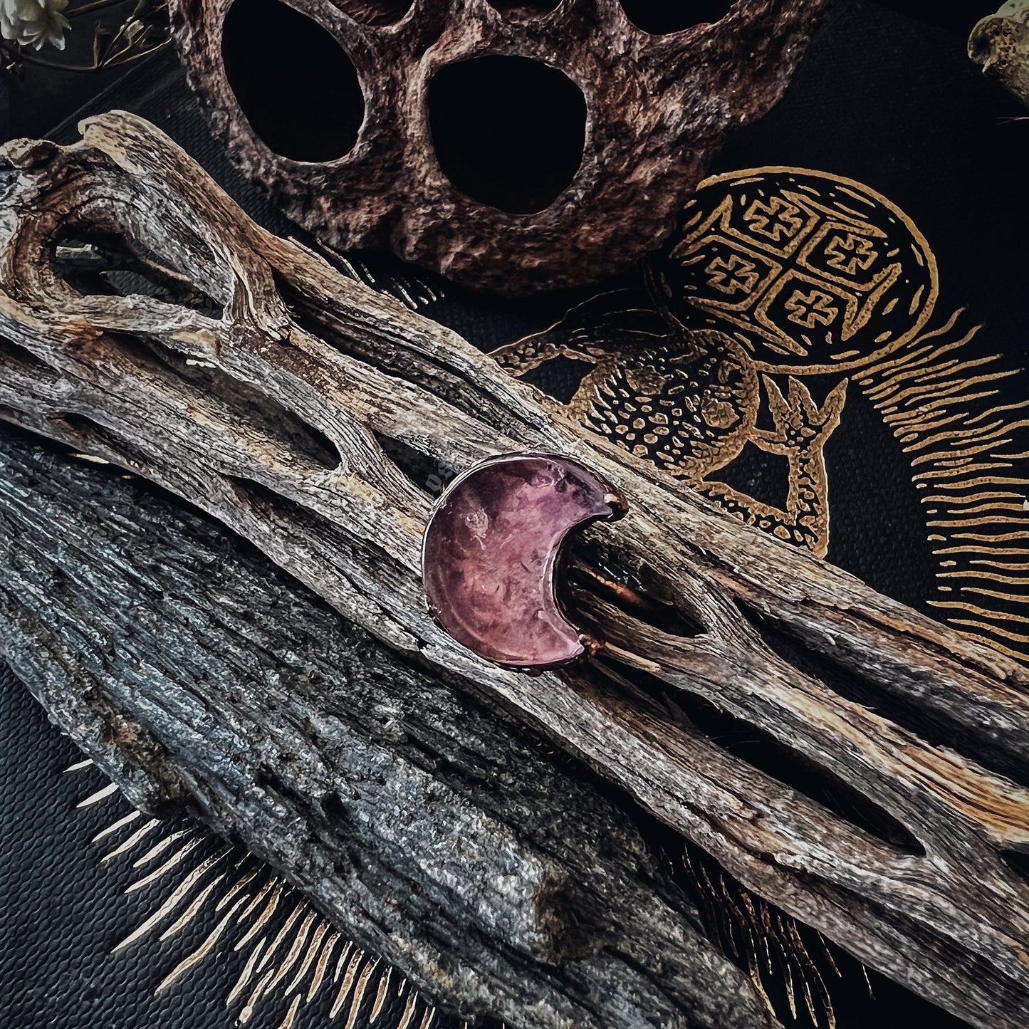 Amethyst Moon Ring Size 7