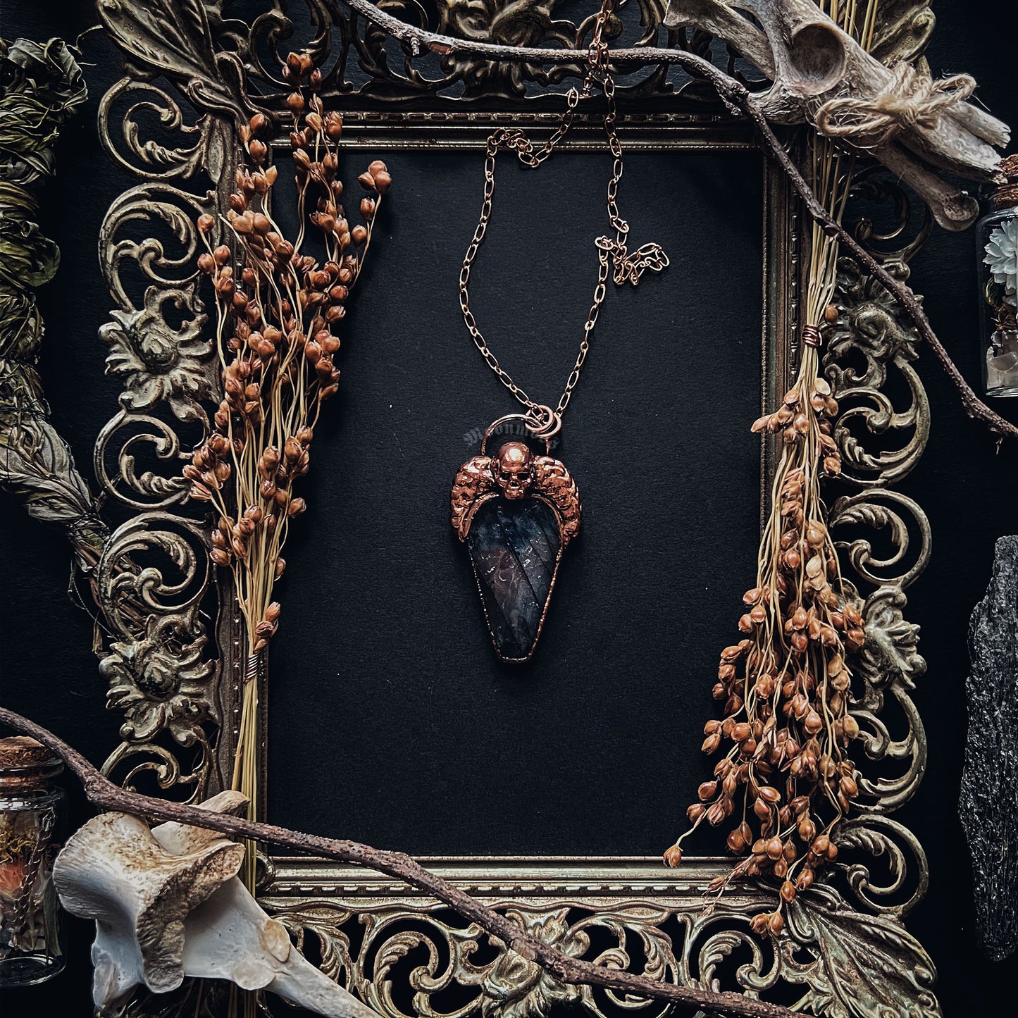 Labradorite Death's Head Pendant