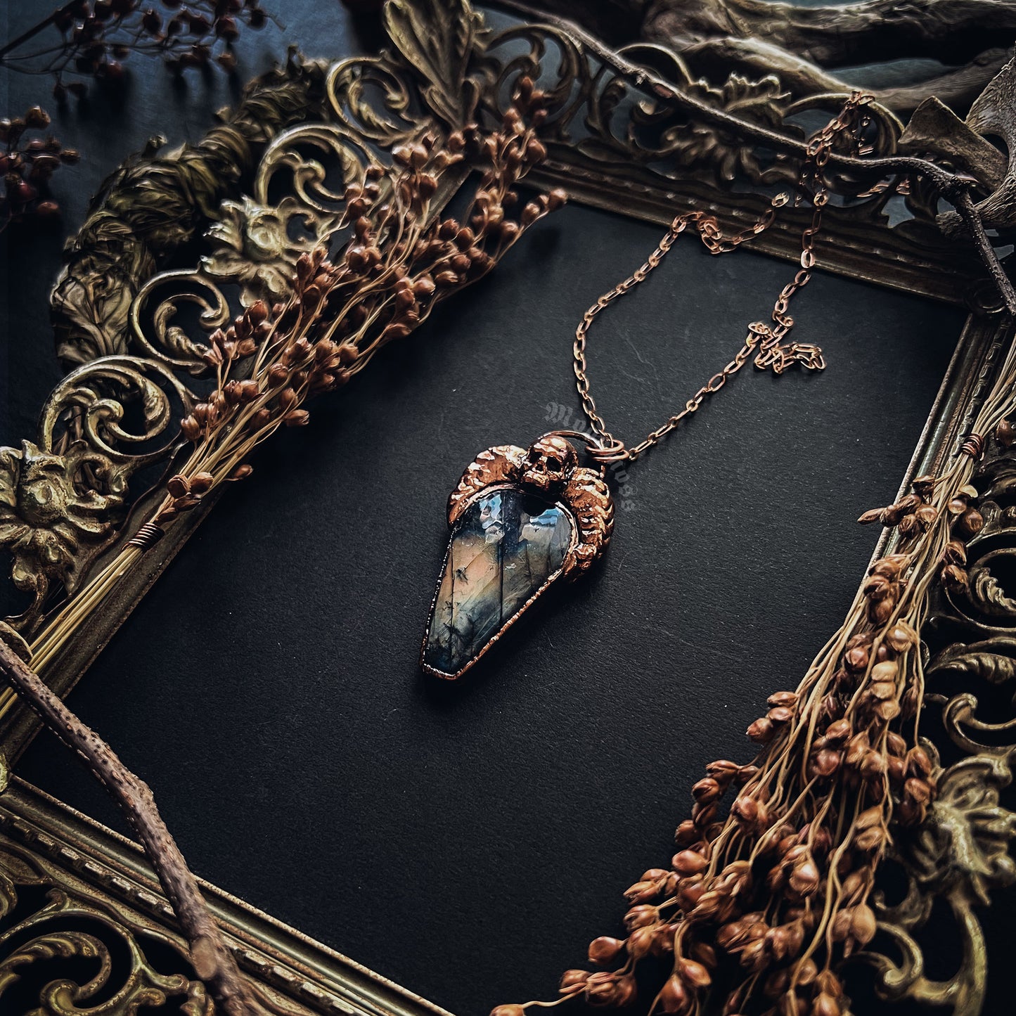 Labradorite Death's Head Pendant