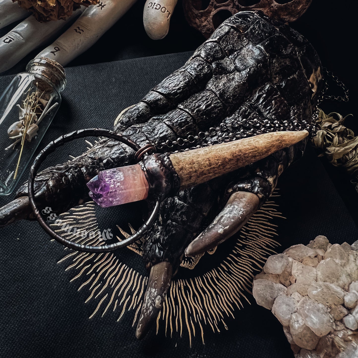 Amethyst + Antler Wand