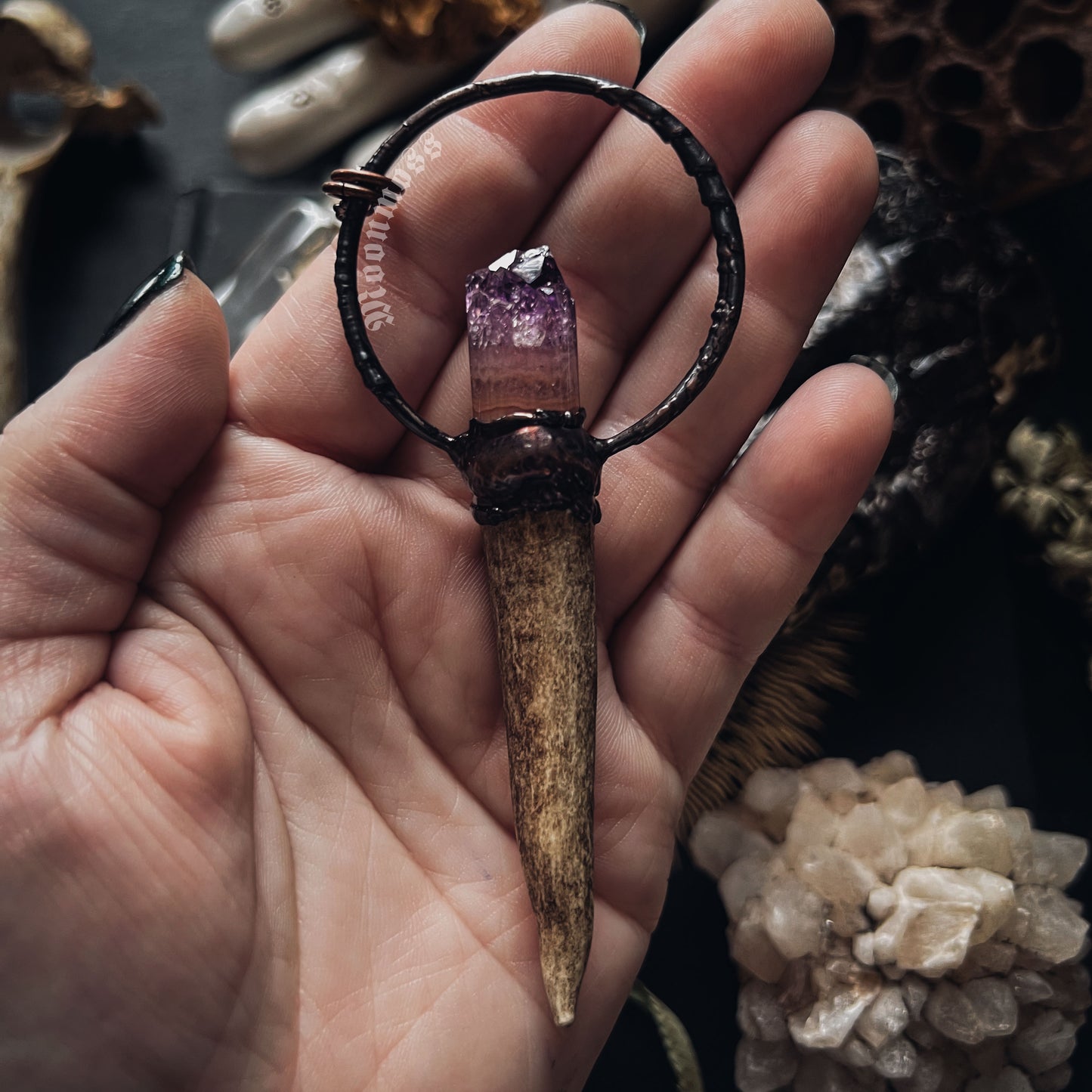 Amethyst + Antler Wand