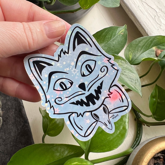 Halloween Cat Glitter Sticker