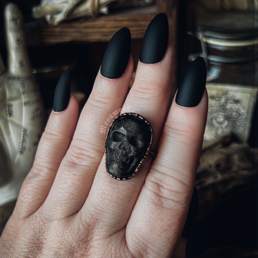 Obsidian Skull Ring Size 8.25