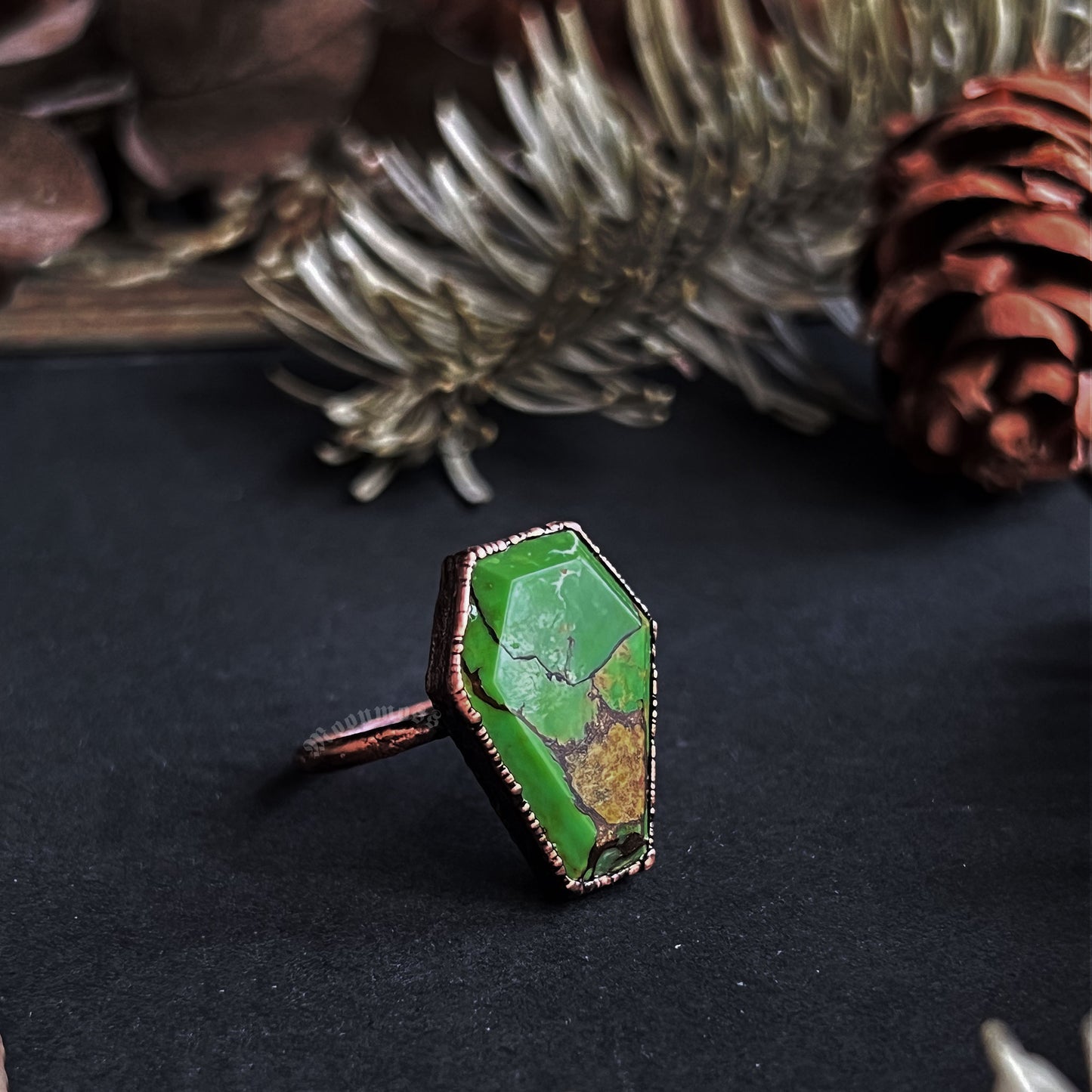 Green Coffin Ring Size 8.5