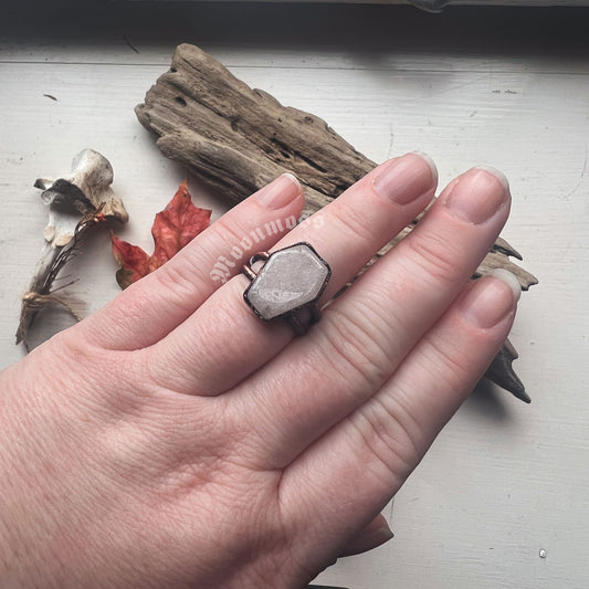 Pink Amethyst Coffin Ring Size 6